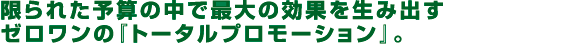 限られた予算の中で最大の効果を生み出す ゼロワンの『トータルプロモーション』。